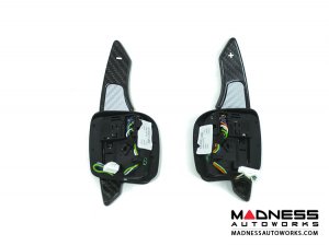 Alfa Romeo 4C Carbon Fiber Paddle Shifters - White/ Silver Accent